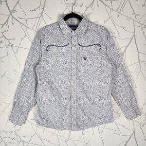 Cowboy Hardware Blue Floral 100% Cotton Pearl Snap Western Shirt